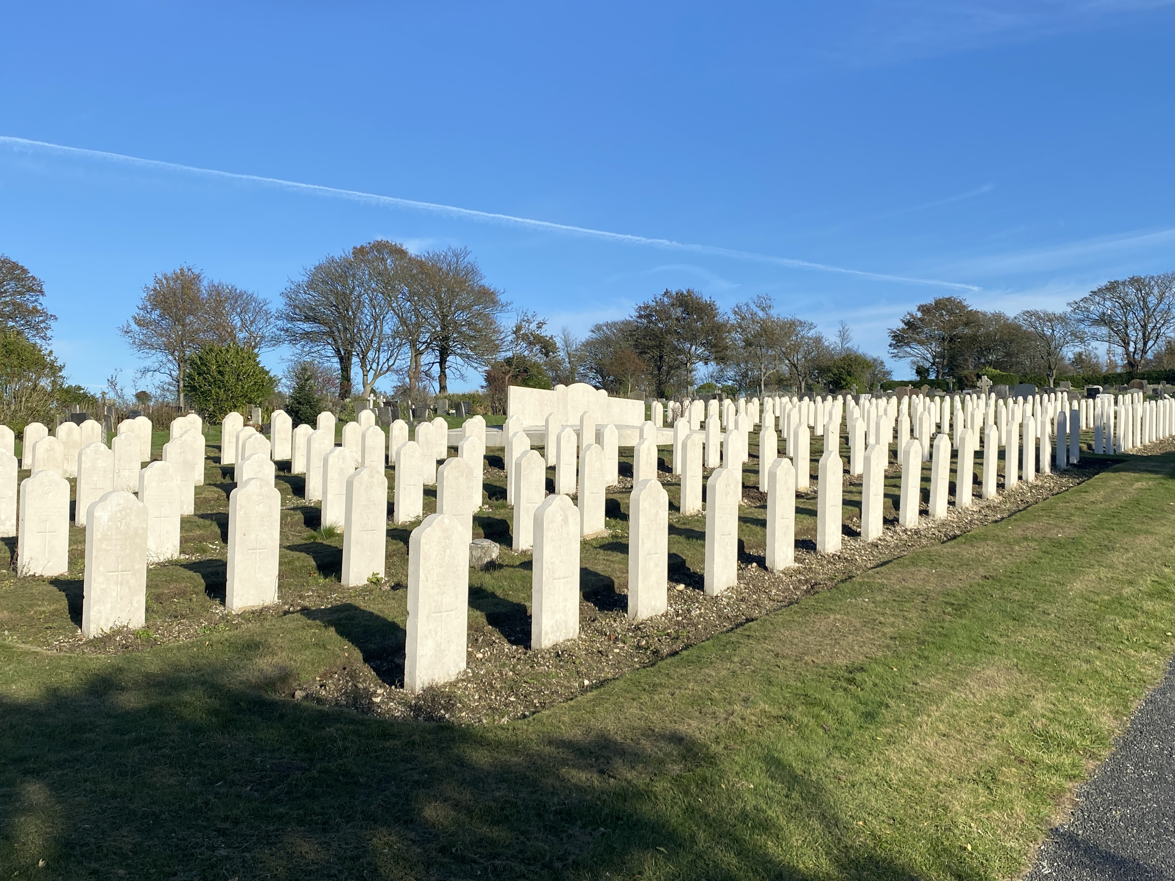 A photo of hundreds of grave stones in a cemetery after being restored