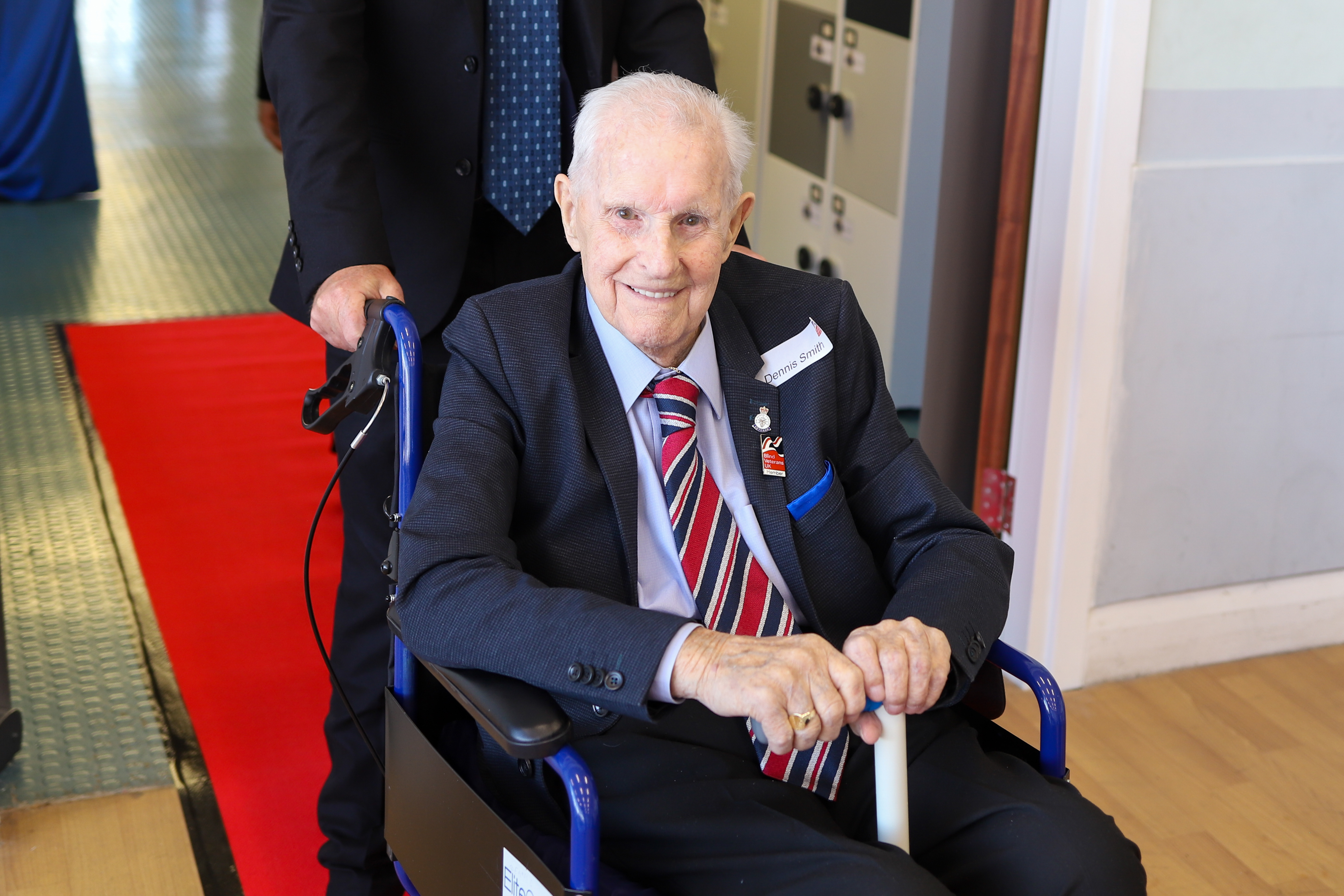 Second World War veteran Dennis arriving on the red carpet.