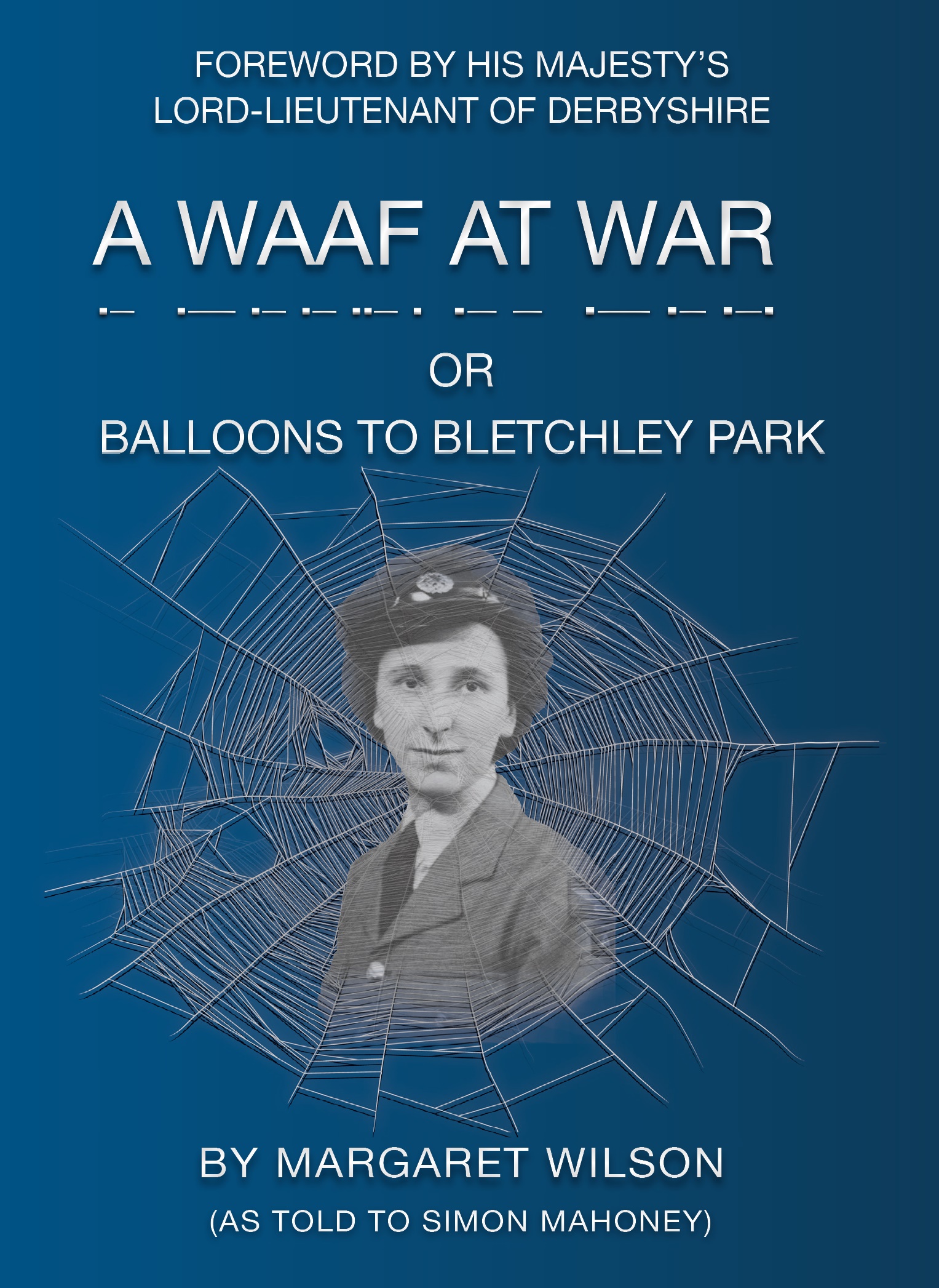 The cover is blue and an image of Margaret from 1942 is overlaid on a spider web