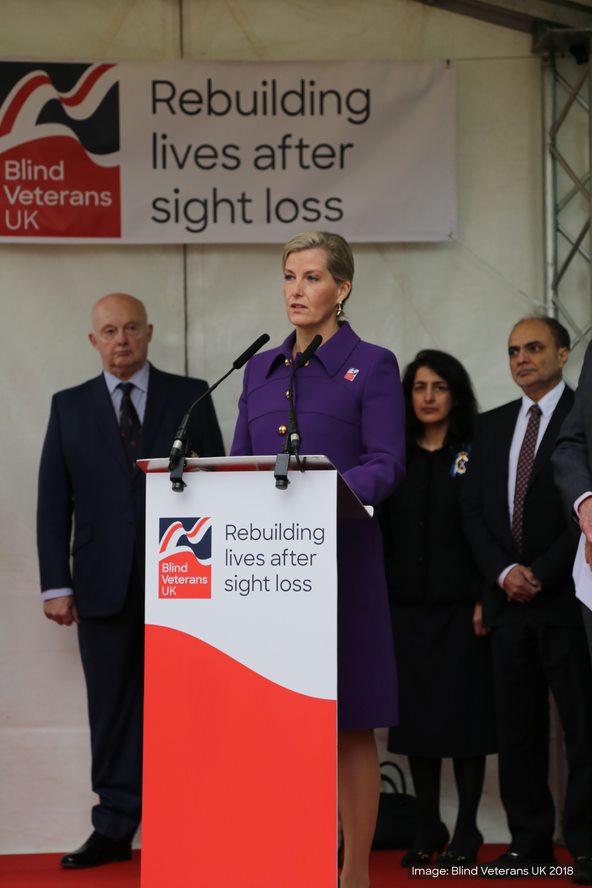 Photo of HRH the Countess of Wessex at the unveiling of Victory Over Blindness statue