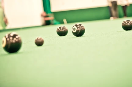 A photo of an indoor bowls balls