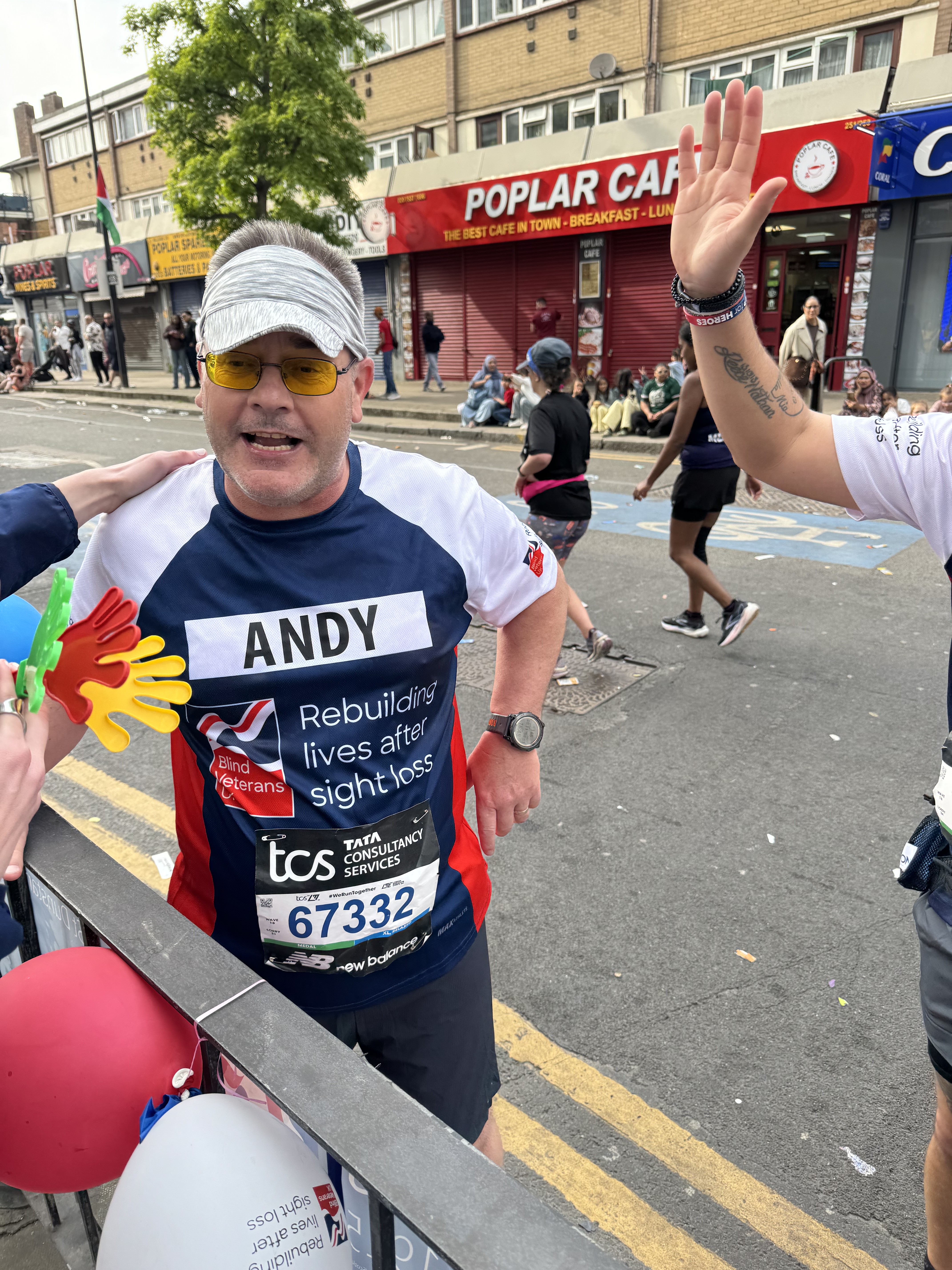 Andy stops at the side of the road to speak with supporters