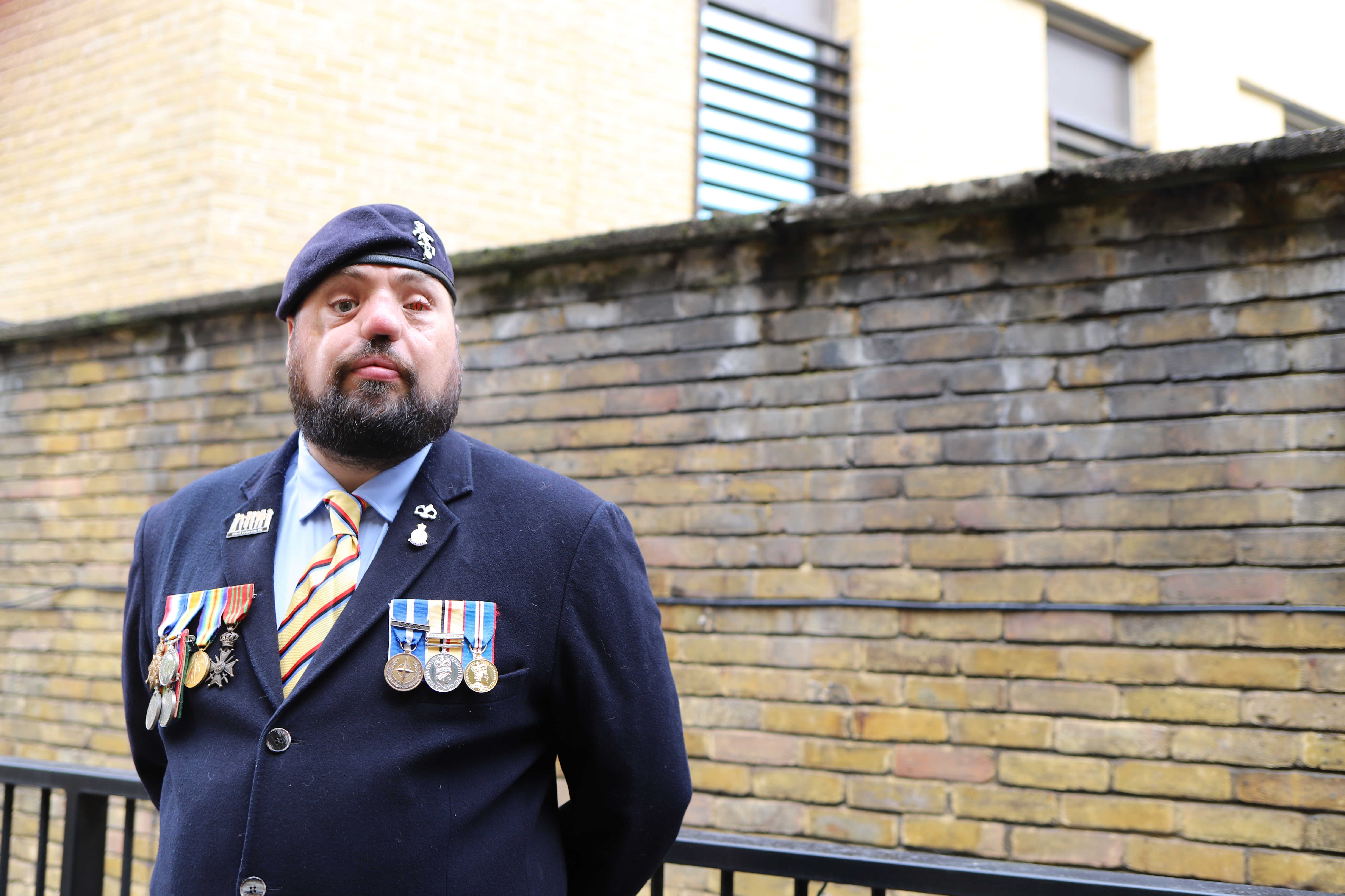 blind veteran in uniform