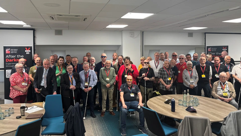 The group of 50 blind veterans who attended the conference pictured together