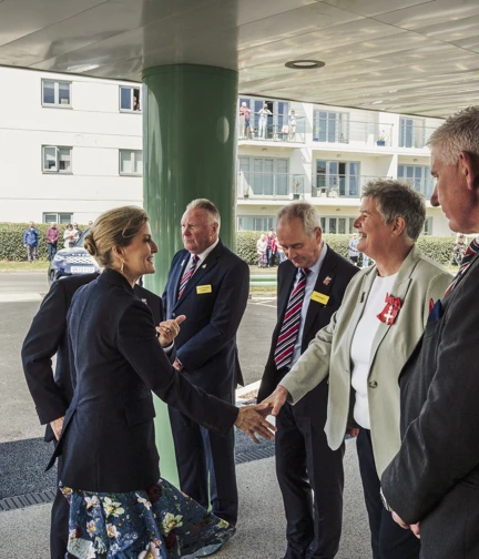 HRH The Duchess Of Edinburgh Meeting Rustington Centre Manager Lesley Garven MBE