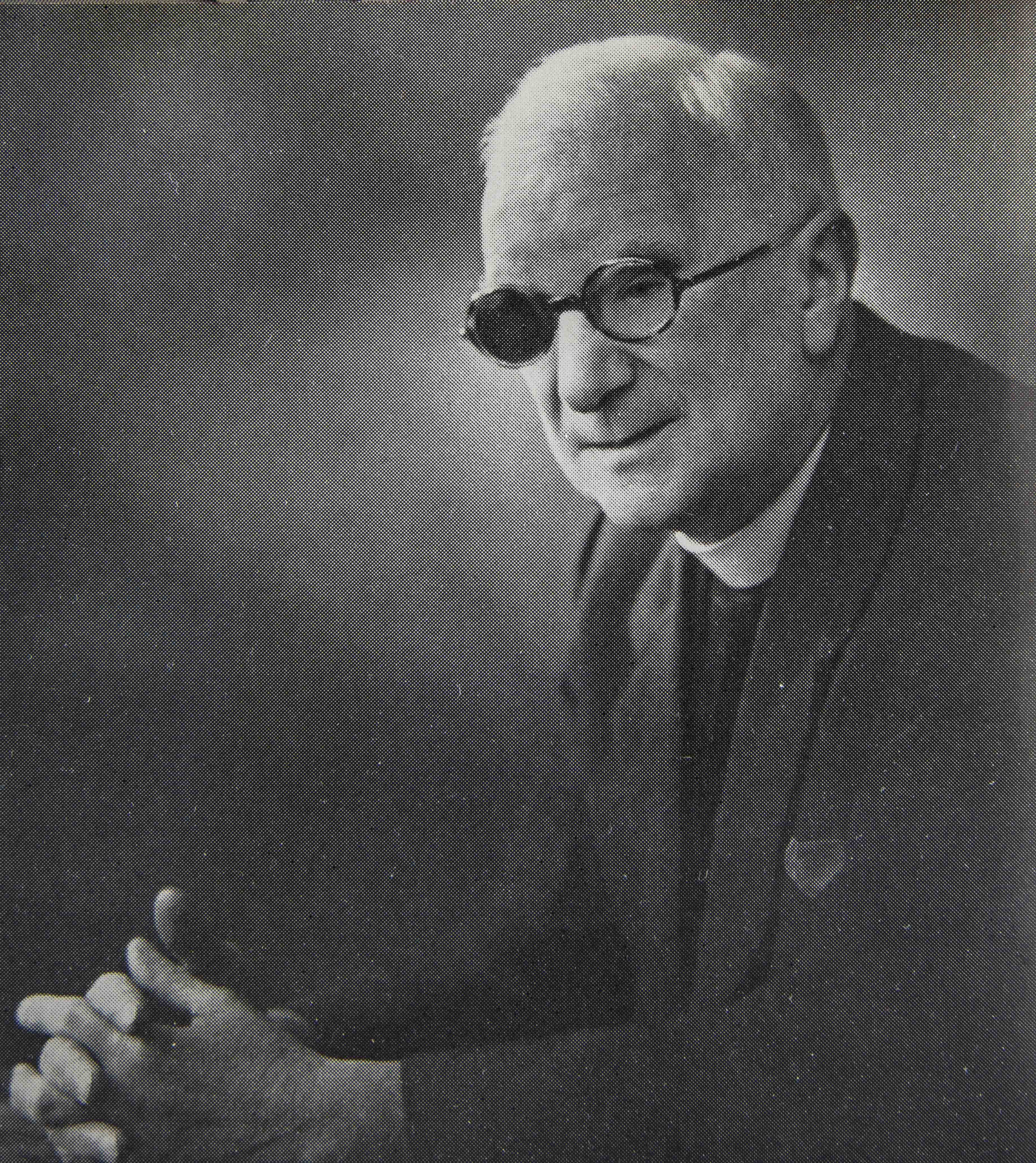 Black and white portrait of blind veteran, Andrew Nugee