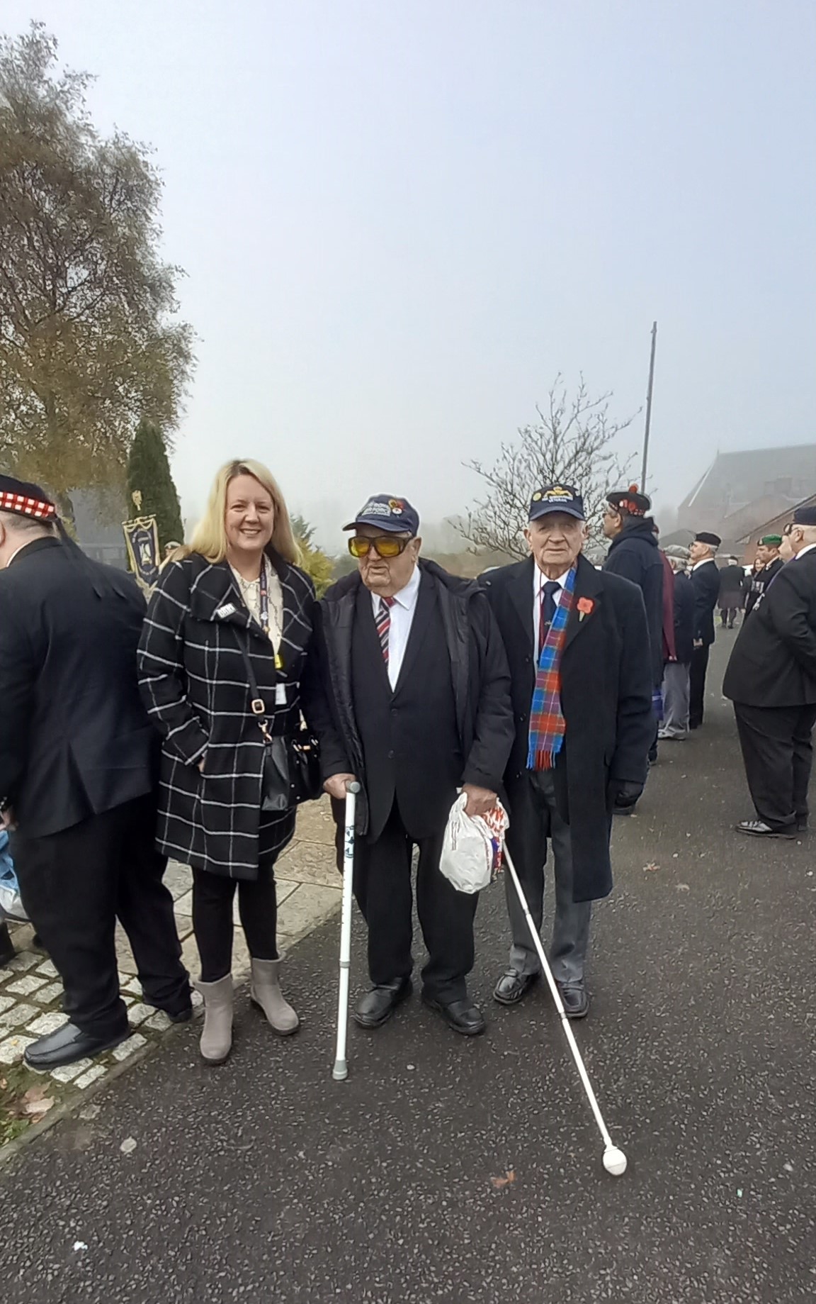 Jim blind veteran at Lanarkshire Remembrance Parade at Craigneuk Cenotaph 