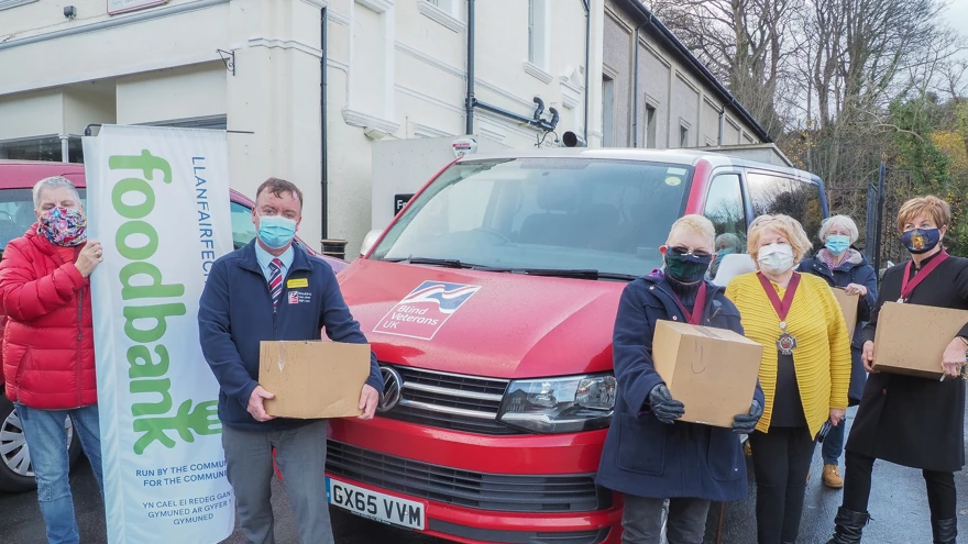 Photo of Blind Veterans UK supporting Llanfairfechan food bank during lockdown