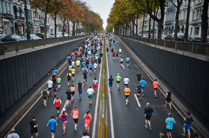 A group of marathon runners