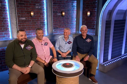 Blind veterans Simon, Alan, Jamie and Kev on BBC’s Bridge of Lies
