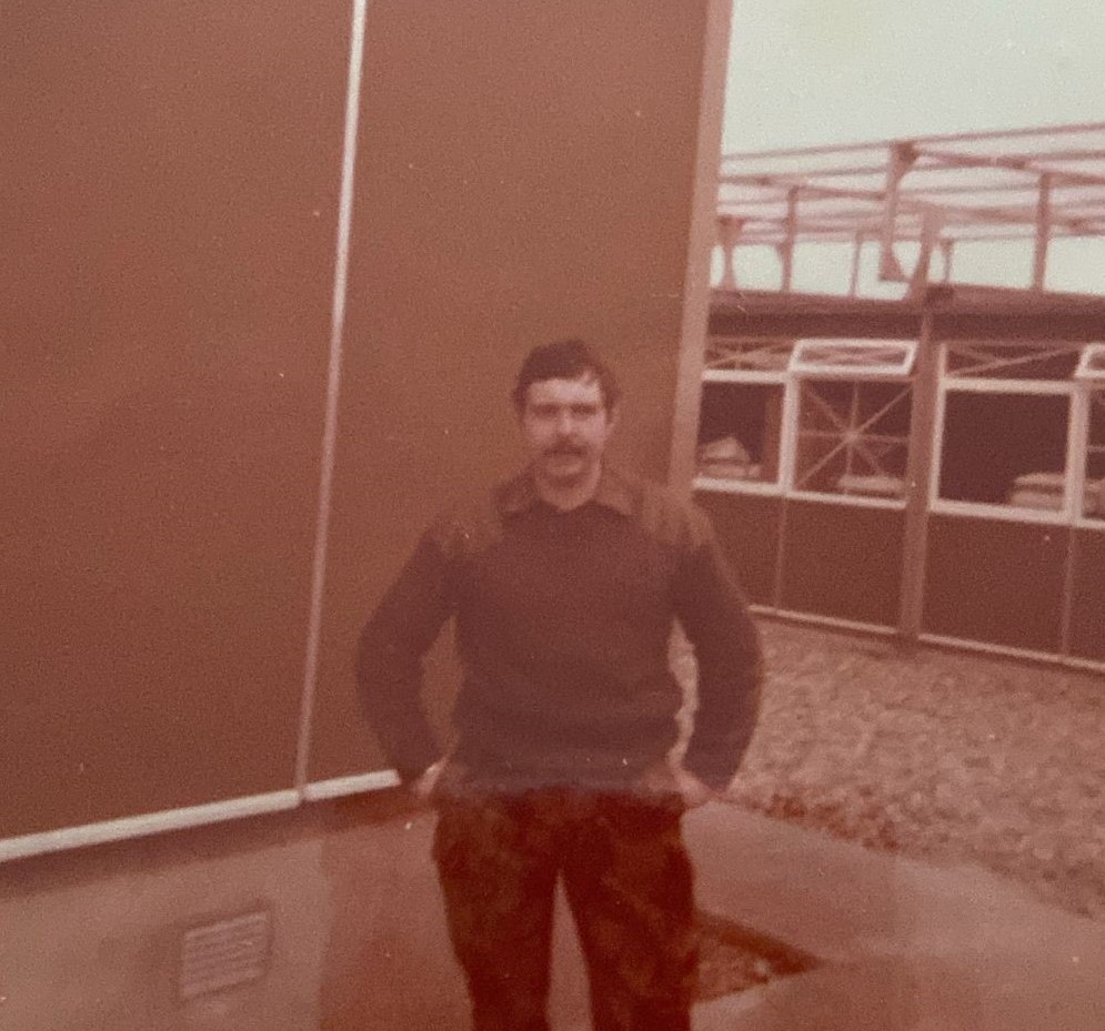 A sepia image of Joe during his Army days 