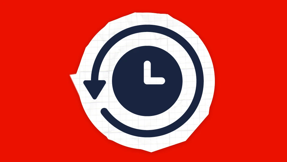 Icon of a clock with an arrow encompassing it