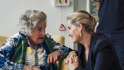 HRH The Duchess Of Edinburgh Talking To Blind WWII Veteran Maureen