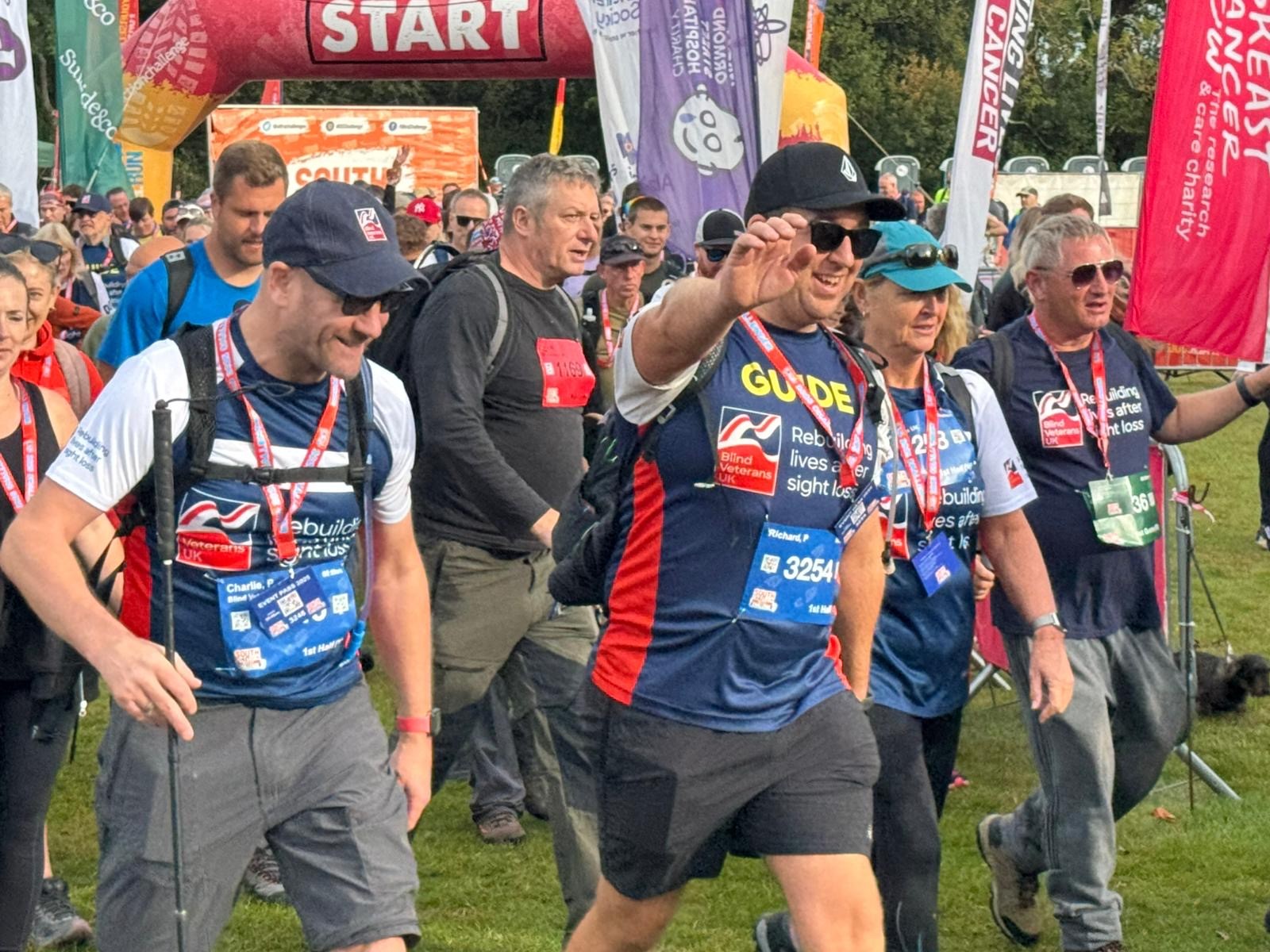 Three of our veterans and a member of staff are making their way from the start line looking happy to get going