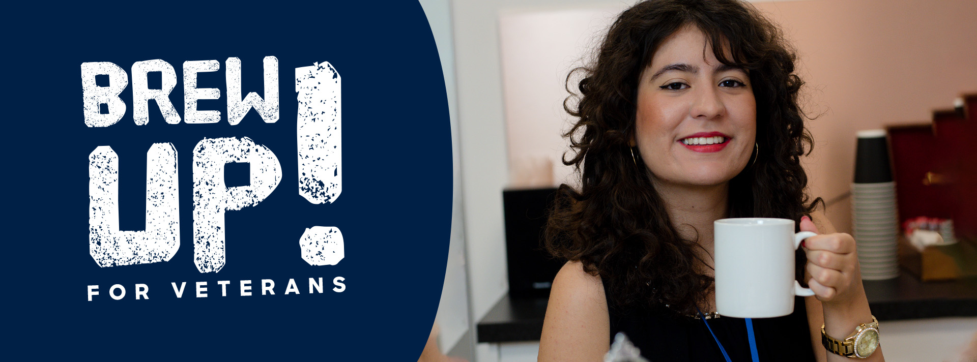 A woman holding a mug