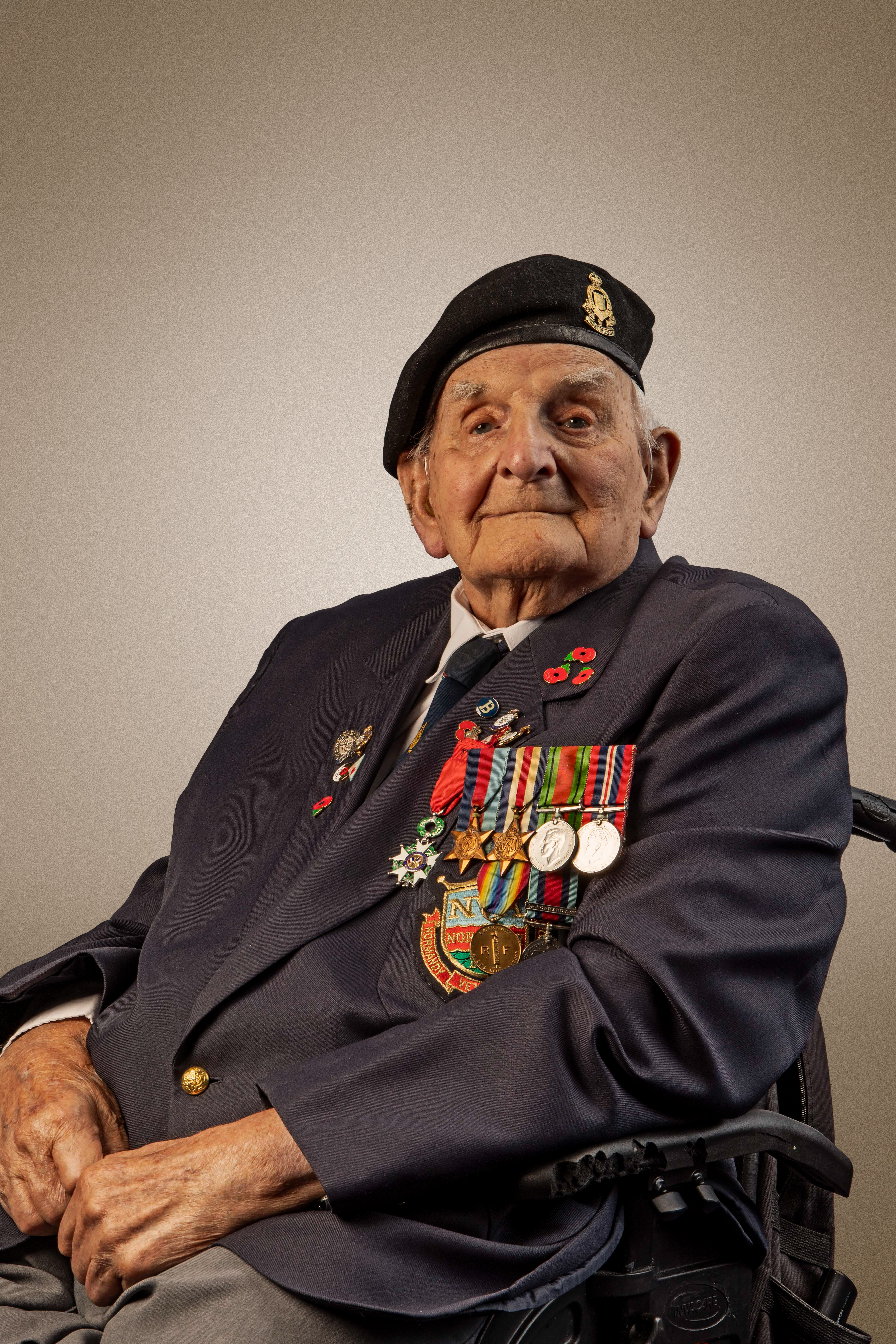A portrait of blind veteran Raymond